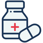 Icon of medication bottle and pill
